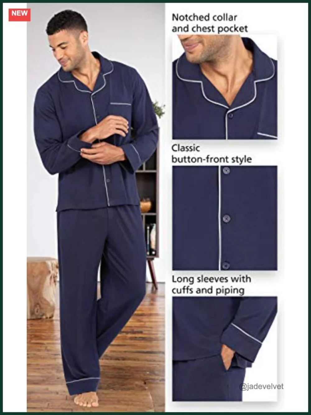 Men's Flannel Pajama Set - Button-Up Top & Pants - Cotton Sleepwear